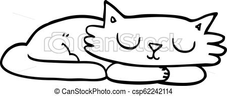 450x190 Line Drawing Cartoon Sleeping Cat