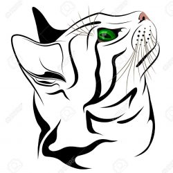 250x250 One Line Drawing Of A Cat Sleeping Picasso Face Simple Vector