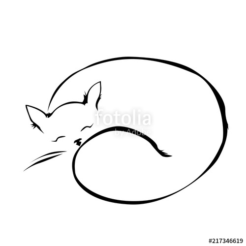 Sleeping Cat Line Drawing | Free download on ClipArtMag