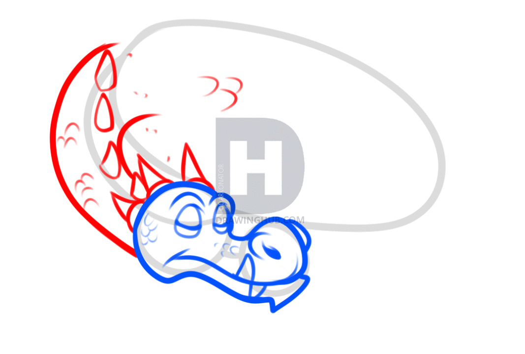 1067x720 How To Draw A Sleeping Dragon, Step