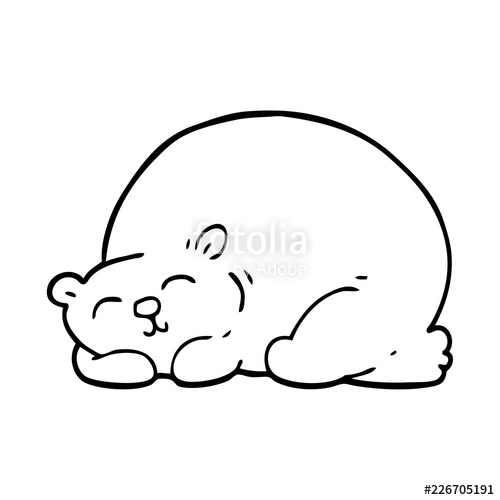 500x500 Line Drawing Cartoon Content Bear Sleeping Stock Image