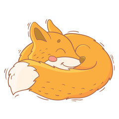 240x240 Cute Cartoon Forest Animal Hand Drawing Sleeping Fox Hello