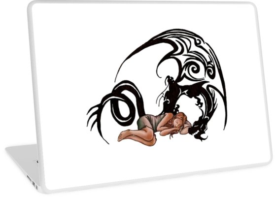 558x400 Sleeping Beauty Girl With Dragon Cartoon Drawing Laptop Skins