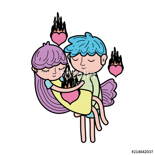 500x500 Color Boy Carrying To Sleeping Girl With Pajamas Stock Image