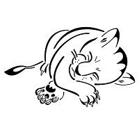 200x200 Sleeping Lion Cub Tattoo Symbols Lvy, Zhivotnye, Moti