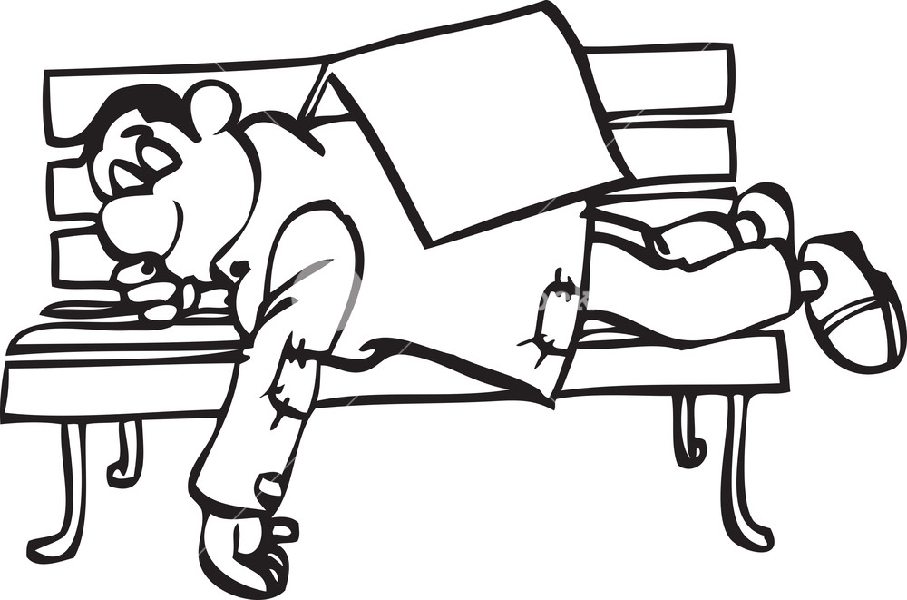 1000x661 Illustration Of A Man Sleeping On Bench Royalty Free Stock Image
