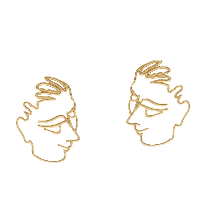 800x800 Sleeping Woman Earrings Gold Plated