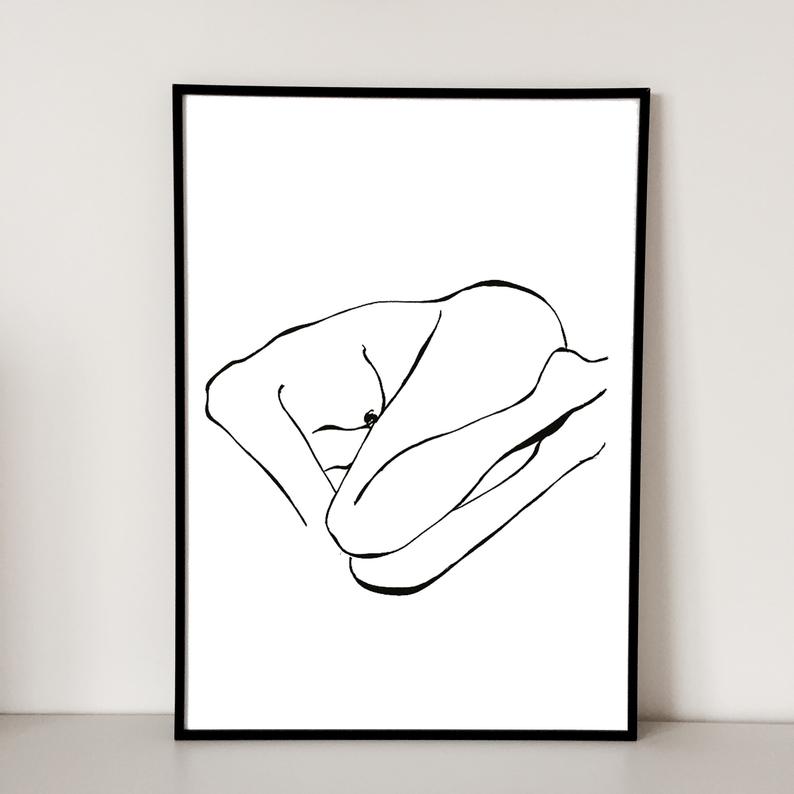 794x794 Woman Sleeping Handmade Ink Papercanvas Art Etsy