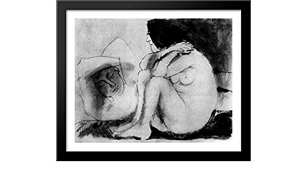 600x350 Sleeping Man And Sitting Woman Large Black Wood
