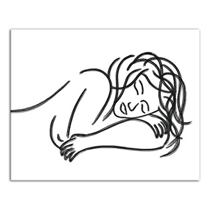 425x425 Sleeping Woman Sketch Canvas Wall Art Posters