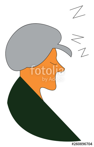 320x500 An Old Woman In Green Dress Is Sleeping Vector Color Drawing