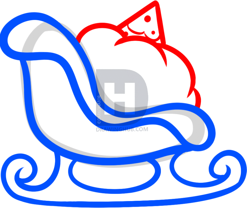 855x720 How To Draw A Sleigh For Kids, Step