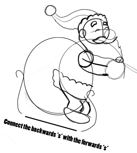 450x503 How To Draw Santa Clause Reindeers And Flying Sleigh