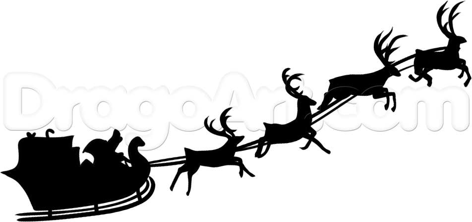 952x447 How To Draw Santas Sleigh, Step