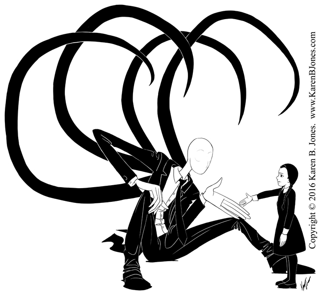 656x600 Inktober Slenderman And Wednesday Karen B Jones