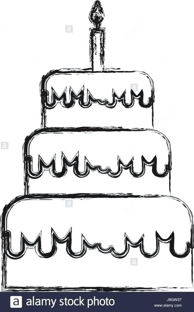 640x1026 How To Draw A Birthday Cake Step