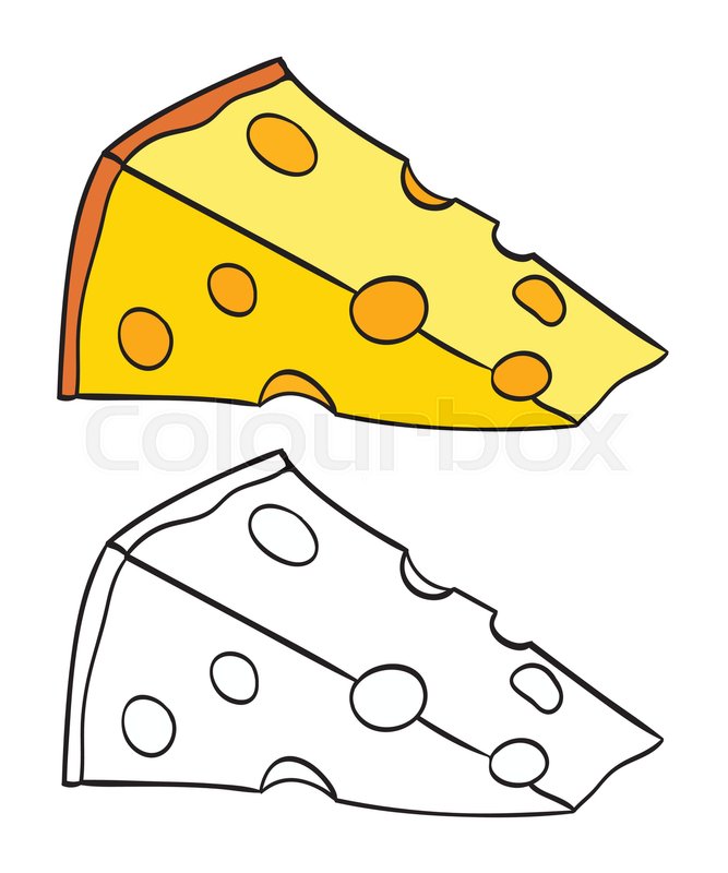 667x800 Cheese Slice Drawing Coloring Version Stock Vector Colourbox