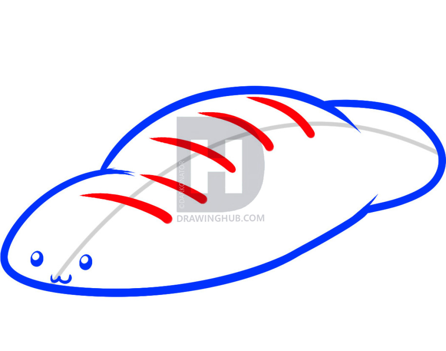 915x720 How To Draw Bread, Step