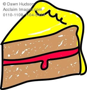 290x300 Clipart Image Of A Whimsical Drawing Of A Slice Of Sponge Cake