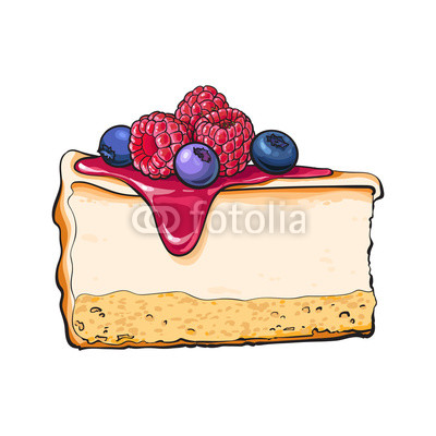 400x400 Hand Drawn Piece Of Cheesecake Decorated With Fresh Berries