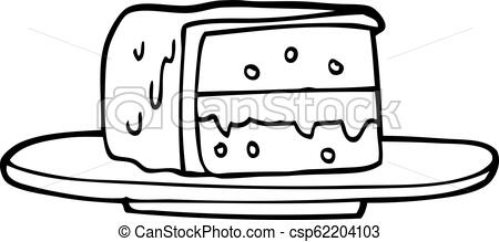 450x219 Line Drawing Cartoon Slice Of Cake
