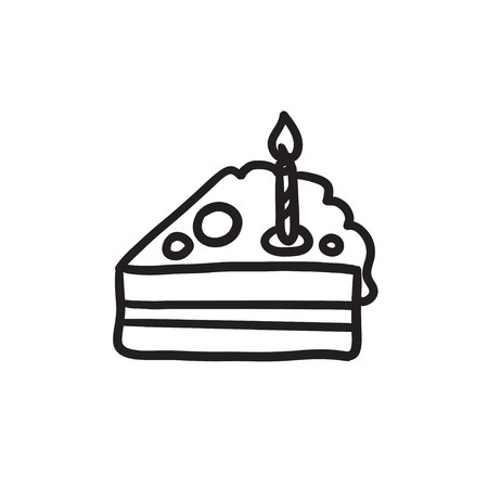 450x450 Slice Of Cake With Candle Vector Sketch Icon Isolated
