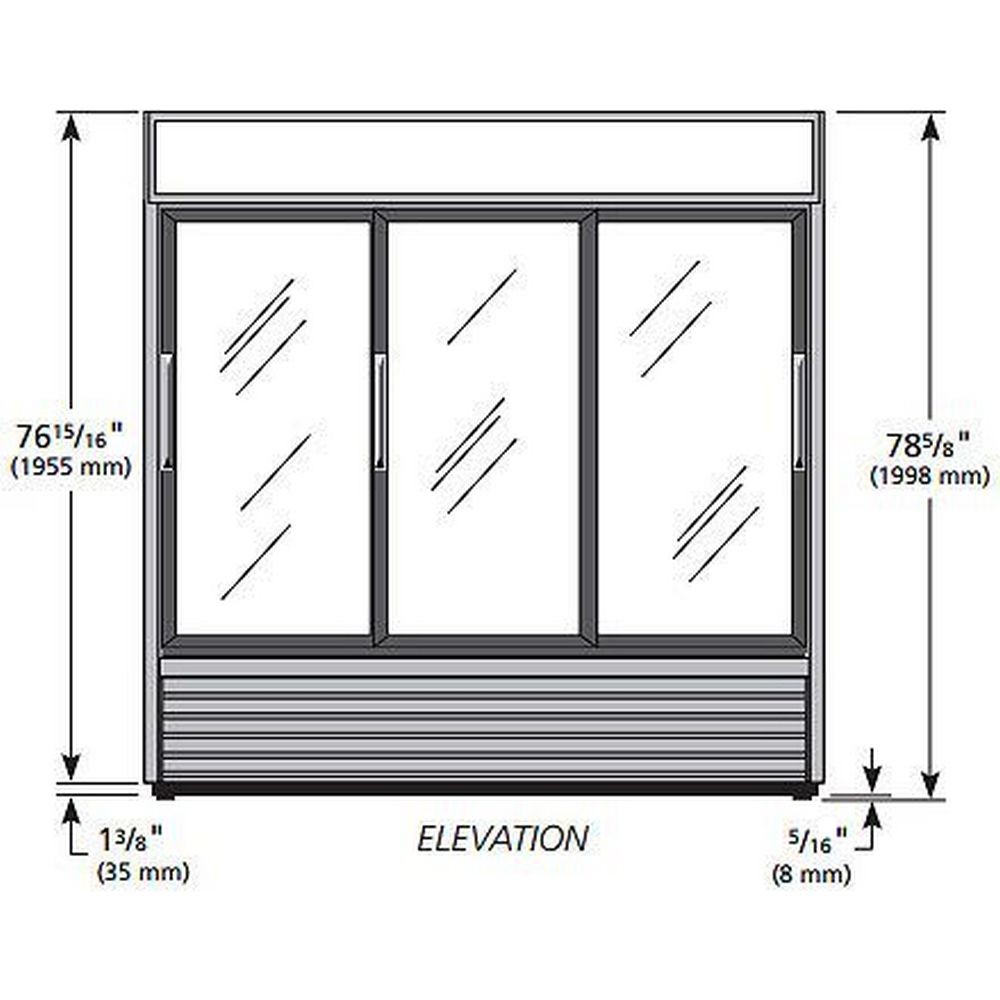 1000x1000 True Gdm Hc Ld Three Section Glass Door Merchandiser W