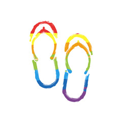240x240 Beach Slippers Flip Flops Icon Drawing Sign With Lgbt Style