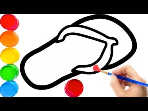 480x360 Flip Flops Slippers Coloring And Drawing Learn Colors Painting