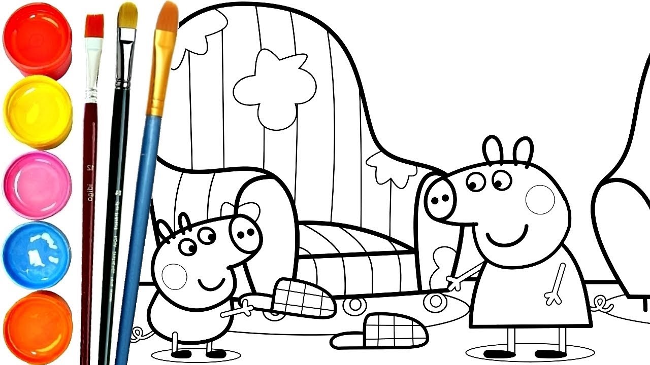 1280x720 Peppa Pig And George Pig Slippers Coloring Book