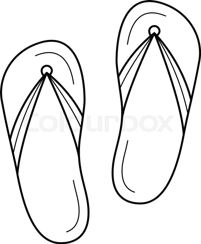 658x800 Beach Slippers Vector Line Icon Stock Vector Colourbox