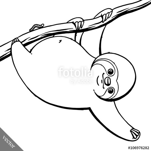 500x500 Funny Cartoon Cute Fat Vector Sloth Illustration Stock Image