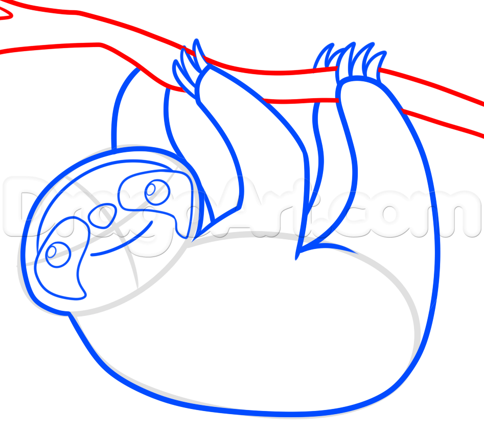 947x847 Draw A Cartoon Sloth, Step