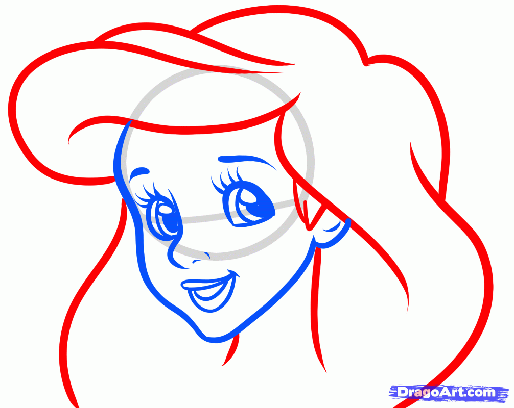 1006x800 Draw Ariel Easy, The Little Mermaid, Step