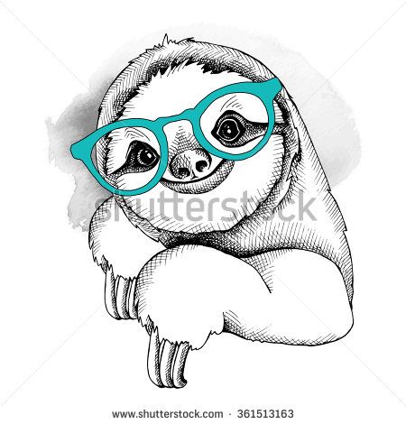450x470 The Image Of The Sloth In The Glasses Vector Illustration