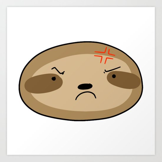 550x550 Angry Sloth Face Art Print