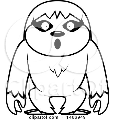 450x470 Clipart Of A Lineart Surprised Sloth