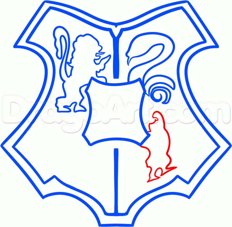 905x886 How To Draw The Hogwarts Crest, Step