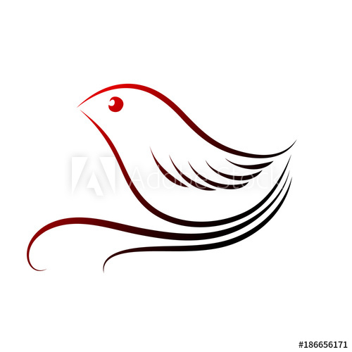 500x500 Small Bird, Outline, Line Vector Illustration
