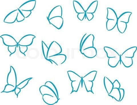 480x369 Vector Of 'butterflies Silhouettes For Symbols, Icons And Tattoos