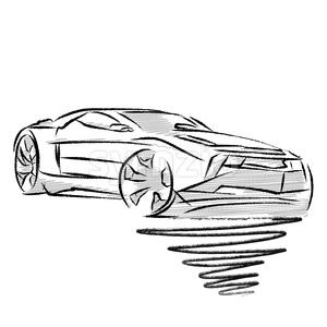 300x300 Old Small Sport Car Outline Sketch Vector Illustration