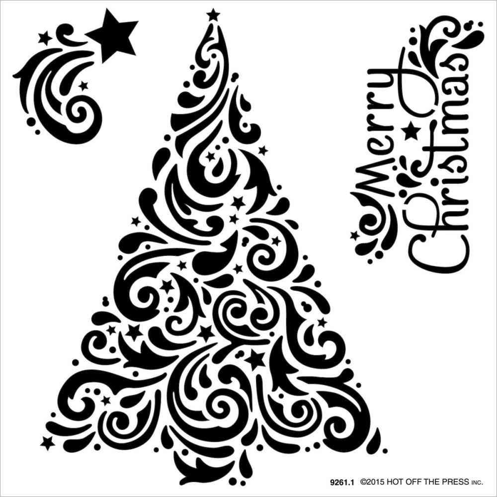 1000x1000 Swirly Christmas Tree Stencil