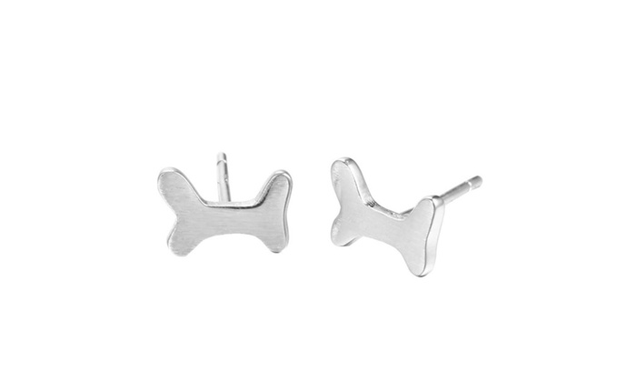 700x420 Fashion Personality Drawing Small Dog Bone Ear Studs Groupon
