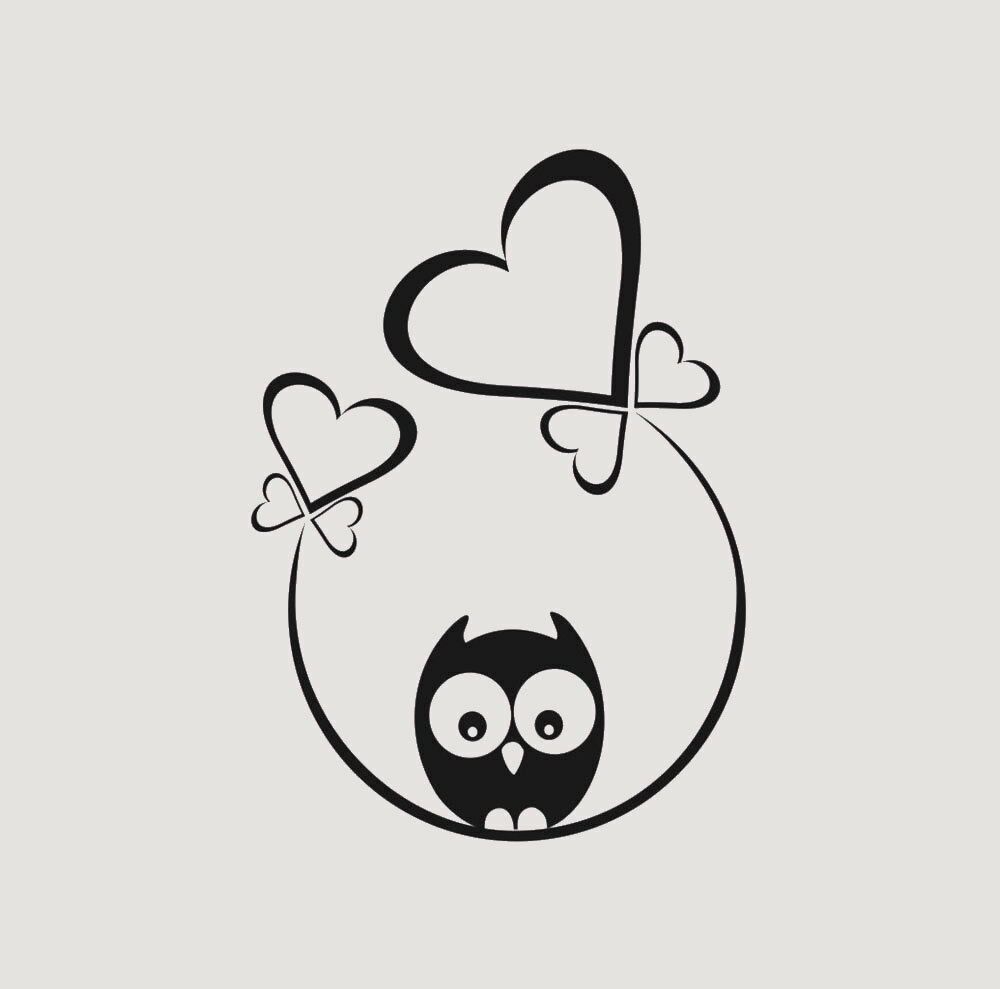1000x989 Sweet Owl Hearts Small Sizes Reusable Stencil Decor Kids