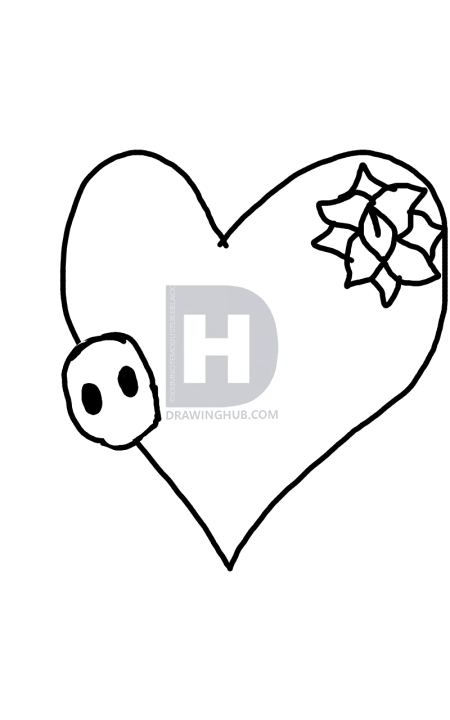 450x720 How To Draw Heart Tattoo, Step