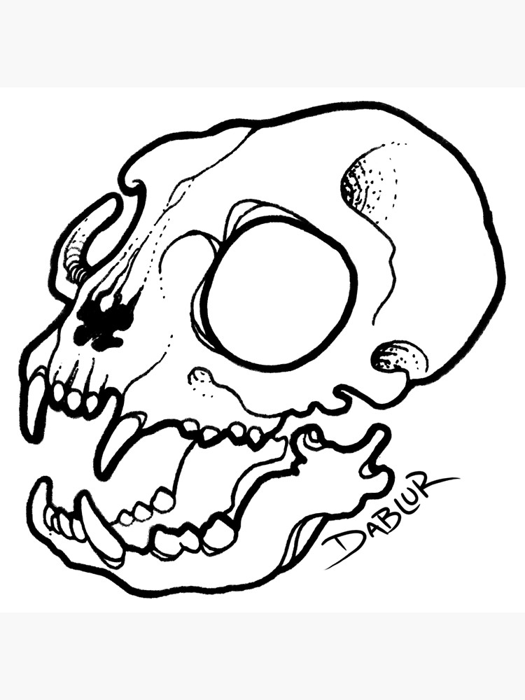 750x1000 Small Cat Skull Tattoo Flash Metal Print