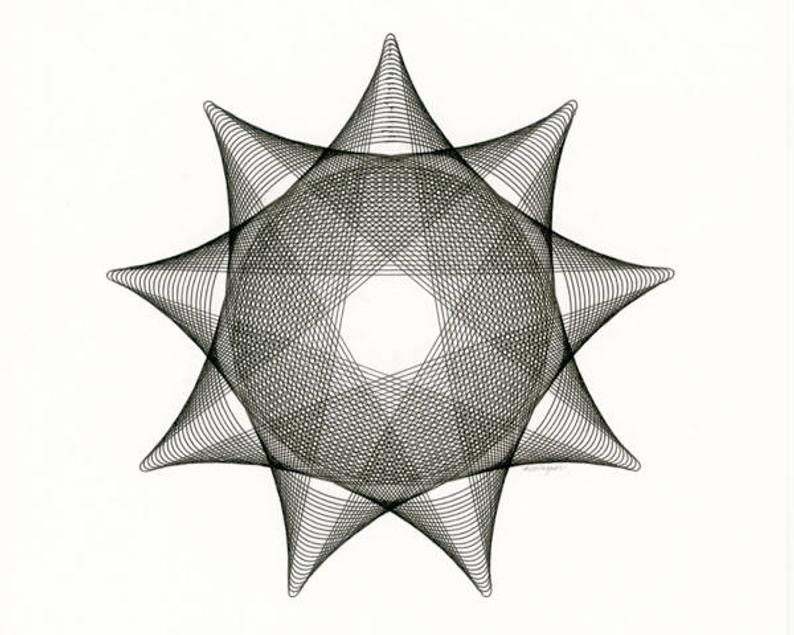 794x635 Original Small Ink Drawing Minimalist Art Star Line Drawing Etsy