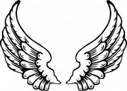 420x299 Baby Black Simple Small Outline Drawing White Cartoon Heart Eagle