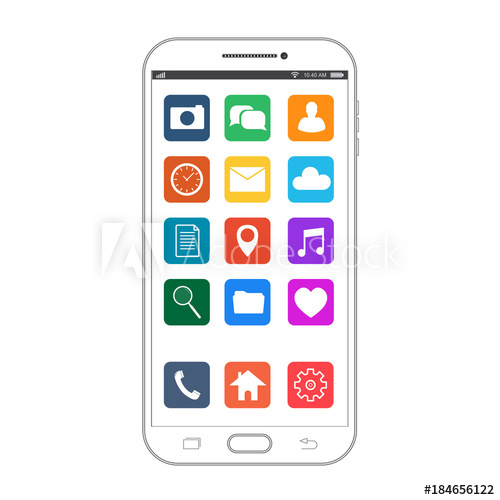 500x500 Outline Drawing Smartphone Elegant Thin Line Style Design Vector