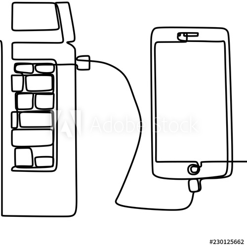 500x500 Smartphone Continuous Line Art Drawing Modern Phone Charging